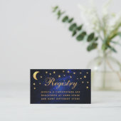 Celestial Wedding Registry Gold Stars Moon Script Begleitkarte (Stehend Vorderseite)