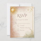 Celestial Wedding RSVP Card QR Code Rosa Sage Gold Karte (Vorderseite)