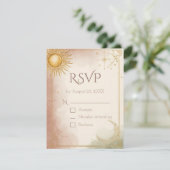 Celestial Wedding RSVP Card QR Code Rosa Sage Gold Karte (Stehend Vorderseite)