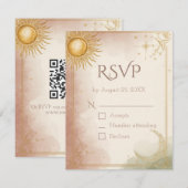 Celestial Wedding RSVP Card QR Code Rosa Sage Gold Karte (Vorne/Hinten)
