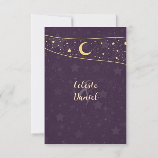 Celestial Wedding RSVP Lila Stars (Rückseite)