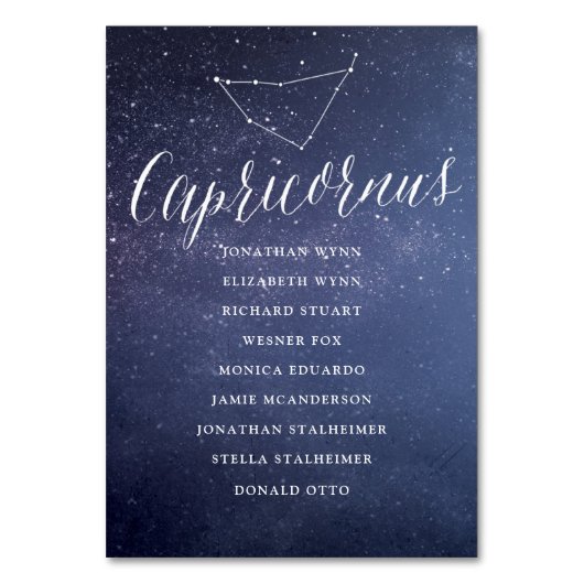 Celestial Wedding Seating Chart Card Capricornus Tischnummer (Vorderseite)