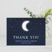 Celestial Wedding Sky Moon Stars Dankeskarte (Stehend Vorderseite)