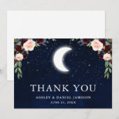 Celestial Wedding Sky Moon Stars Floral Dankeskarte (Vorne/Hinten)