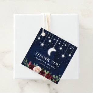 Celestial Wedding Sky Moon Stars Lights Floral Geschenkanhänger