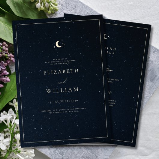 Celestial Wedding Starry Night Sky Elegant Wedding Einladung