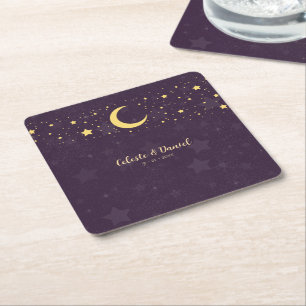 Celestial Wedding Starry Sky Rechteckiger Pappuntersetzer