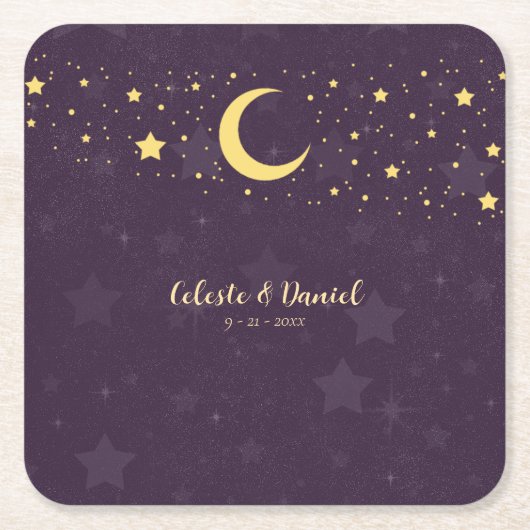 Celestial Wedding Starry Sky Rechteckiger Pappuntersetzer (Vorderseite)