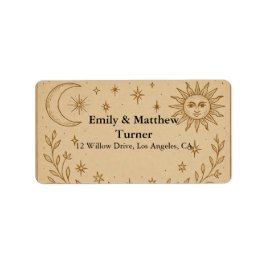 Celestial Wedding Sun and Moon Design Adressaufkleber