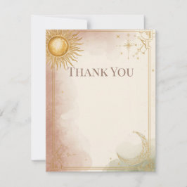 Celestial Wedding Vielen Dank Card Pink Sage Gold Dankeskarte