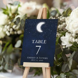 Celestial Wedding Watercolor Blue Sky Stars Moon Tischnummer<br><div class="desc">Celestial Wedding Watercolor Blue Sky Stars Tischnummer Card</div>