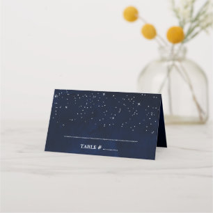 Celestial Wedding Watercolor Blue Sky und Stars Platzkarte