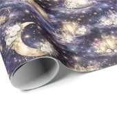 Celestial Wedding Watercolor Moon Cake Stars Geschenkpapier (Rolleneckpunkt)