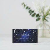 Celestial Wedding Website Moon & Stars Blue Night Begleitkarte (Stehend Vorderseite)