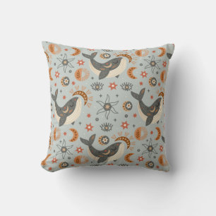 Celestial Whale Bohemisches Muster Kissen