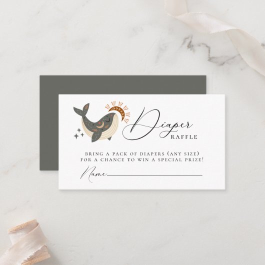 Celestial Whale Diaper Umschließungskarte Platzkarte (Vorderseite/Rückseite Beispiel)