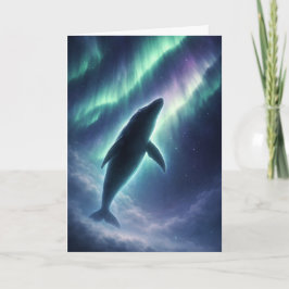 Celestial Whale Northern Lights Card Karte