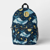 Celestial Whale Under Sea Monogram Bedruckter Rucksack (Vorderseite)