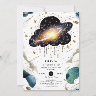 Celestial Whimsy Space Geburtstag Einladung