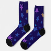 Celestial Whispers Crew Socken - Farbenfrohe Stern (Linkes Detail)