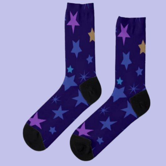 Celestial Whispers Crew Socken - Farbenfrohe Stern