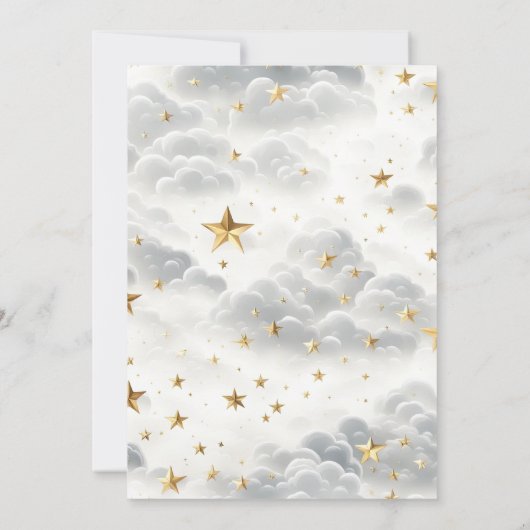Celestial White and Gold Stars Moon & Sun Wedding Einladung (Rückseite)