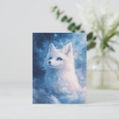 Celestial White Fox in Starry Nebula Postkarte (Stehend Vorderseite)