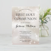 Celestial White Gold Stars Erste Heilige Kommune Einladung (Stehend Vorderseite)
