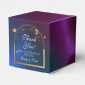 Celestial White Gold Sun Moon Stars Hochzeit Geschenkschachtel (Rückseite)