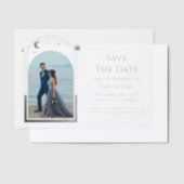 Celestial White Silver Foto Wedding Save the Date Pergament Einladungen (Versetzt)