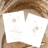 Celestial White Stars und Gold Wedding Folieneinladung