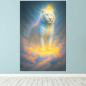 Celestial White Tiger – Divine Rainbow Aura Fantas Leinwanddruck (Insitu (Holzboden))