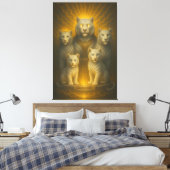 Celestial White Tiger Dynasty – Golden Divine Fami Leinwanddruck (Insitu (Schlafzimmer))