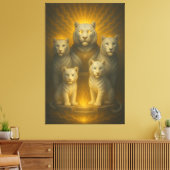 Celestial White Tiger Dynasty – Golden Divine Fami Leinwanddruck (Insitu (Wohnzimmer))