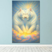 Celestial White Tiger Lovers – Divine Rainbow Clou Leinwanddruck (Insitu (Holzboden))