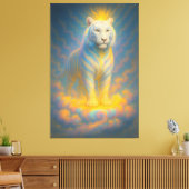 Celestial White Tiger – Radiant Sky Guardian Fanta Leinwanddruck (Insitu (Wohnzimmer))