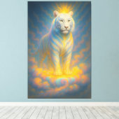 Celestial White Tiger – Radiant Sky Guardian Fanta Leinwanddruck (Insitu (Holzboden))