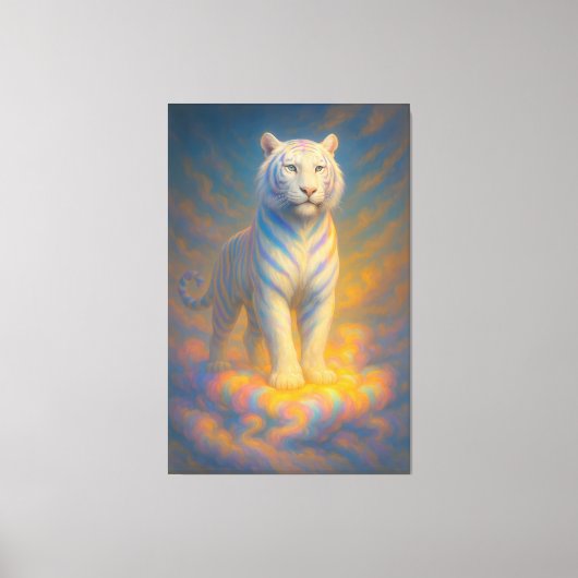Celestial White Tiger – Rainbow Aura Divine Fantas Leinwanddruck (Vorderseite)