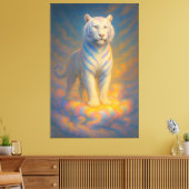 Celestial White Tiger – Rainbow Aura Divine Fantas Leinwanddruck (Insitu (Wohnzimmer))