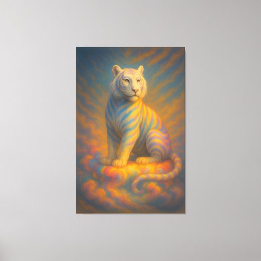 Celestial White Tiger – Rainbow Aura Guardian Fant Leinwanddruck (Vorderseite)