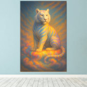 Celestial White Tiger – Rainbow Aura Guardian Fant Leinwanddruck (Insitu (Holzboden))