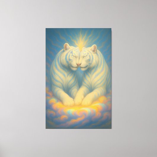 Celestial White Tiger Soulmates – Sacred Light Lov Leinwanddruck (Vorderseite)