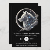 Celestial White Wolf Moon Birthday Invitation Einladung (Vorne/Hinten)