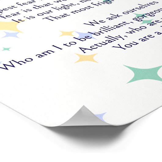 Celestial Williamson Our Deepest Furcht Gedicht Poster (Ecke)