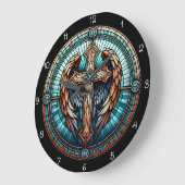 Celestial Winged Cross Große Wanduhr (Winkel)