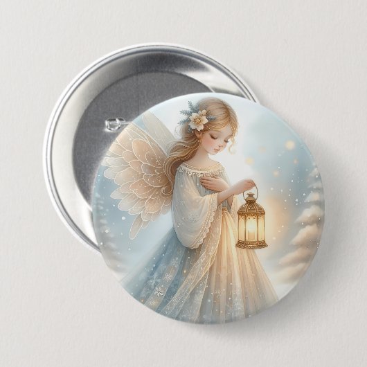 Celestial Winter Angel Lantern of Comfort Button (Vorne & Hinten)
