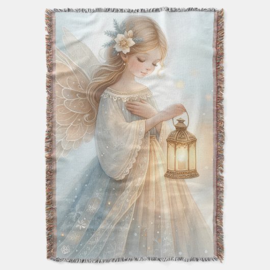 Celestial Winter Angel Lantern of Comfort Decke (Vorderseite Vertikal)