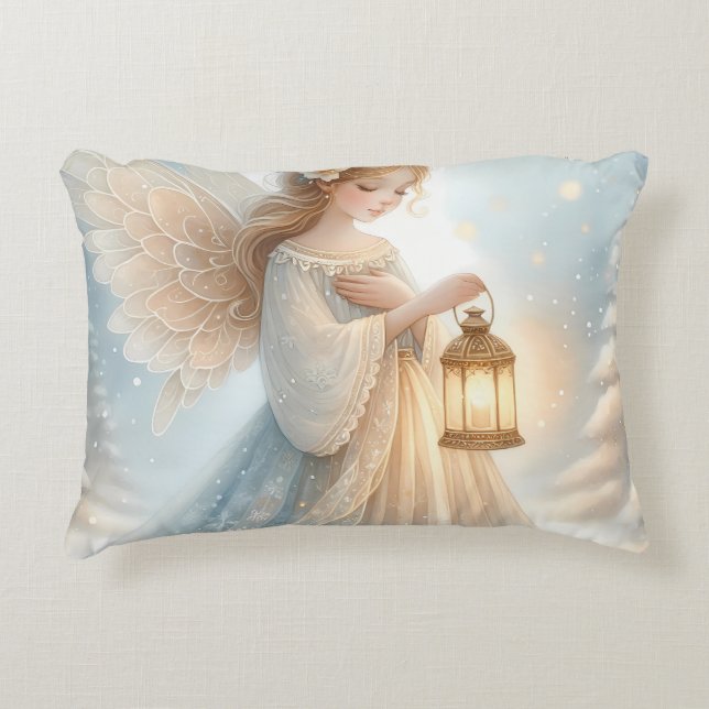 Celestial Winter Angel Lantern of Comfort Dekokissen (Vorderseite)