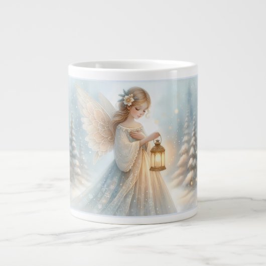Celestial Winter Angel Lantern of Comfort Jumbo-Tasse (Vorderseite)