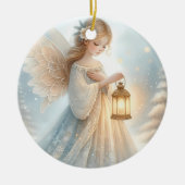 Celestial Winter Angel Lantern of Comfort Keramik Ornament (Vorne)